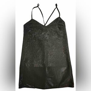 Forever 21 Little Black Spaghetti Straps Sparkling Dress Side Zip Size‎ Small